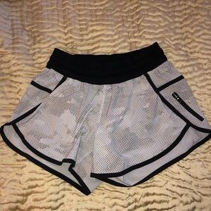 White and grey camo Lululemon tracker shorts